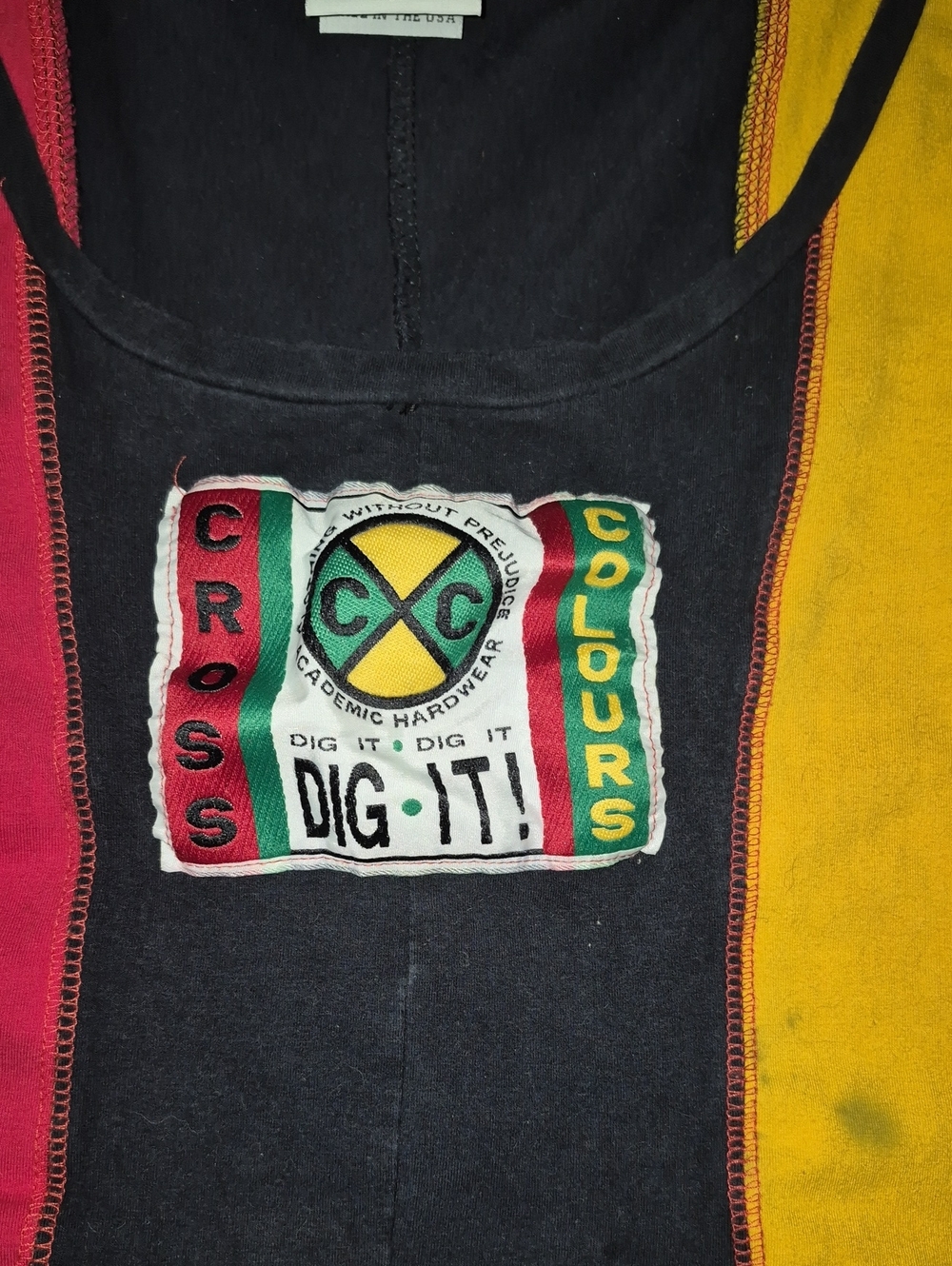 Vintage 90s Cross Colours DIG-IT Colorblock Tank Romper Colors Jumper Size Small - Picture 3 of 5